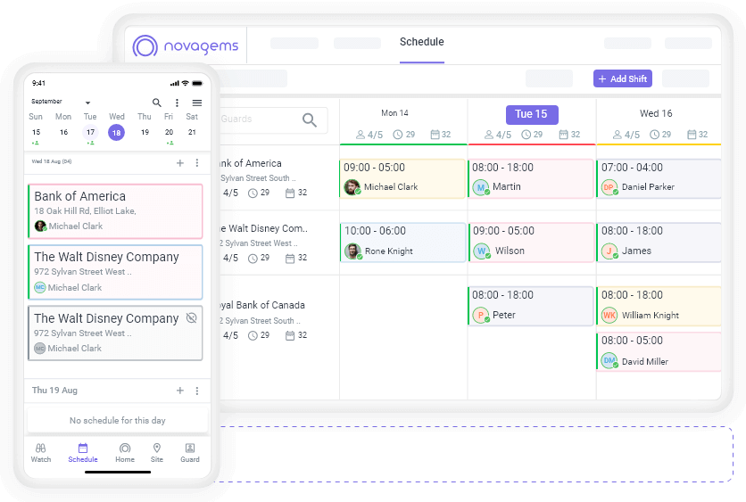 employee schedule management dashboard